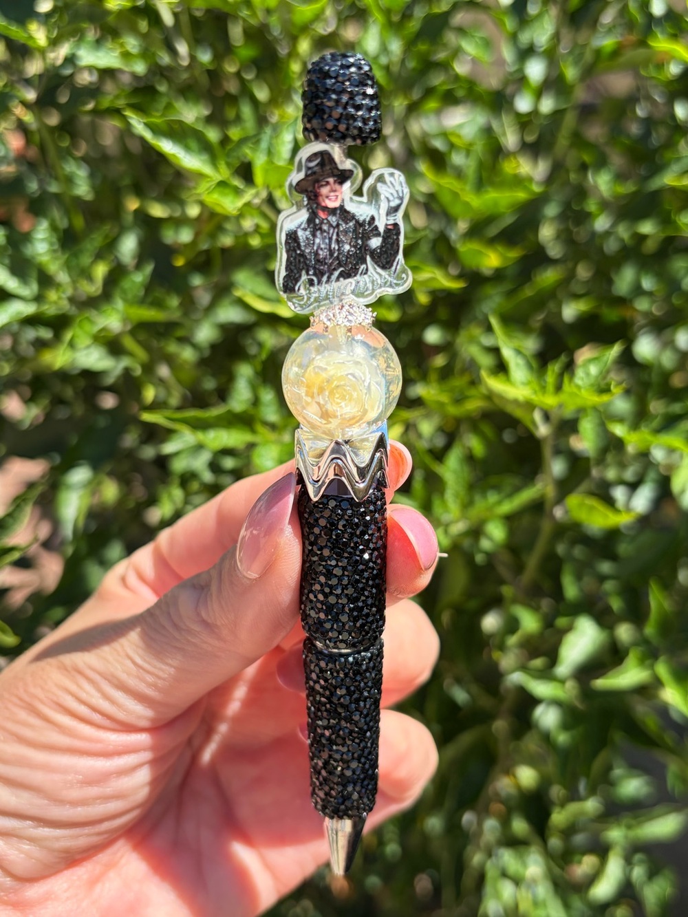 Michael Jackson-Inspired Black Crystal Ballpoint Pen